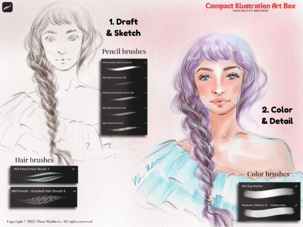Compact Fashion Illustration Art Box Procreate Brushes - Image 7
