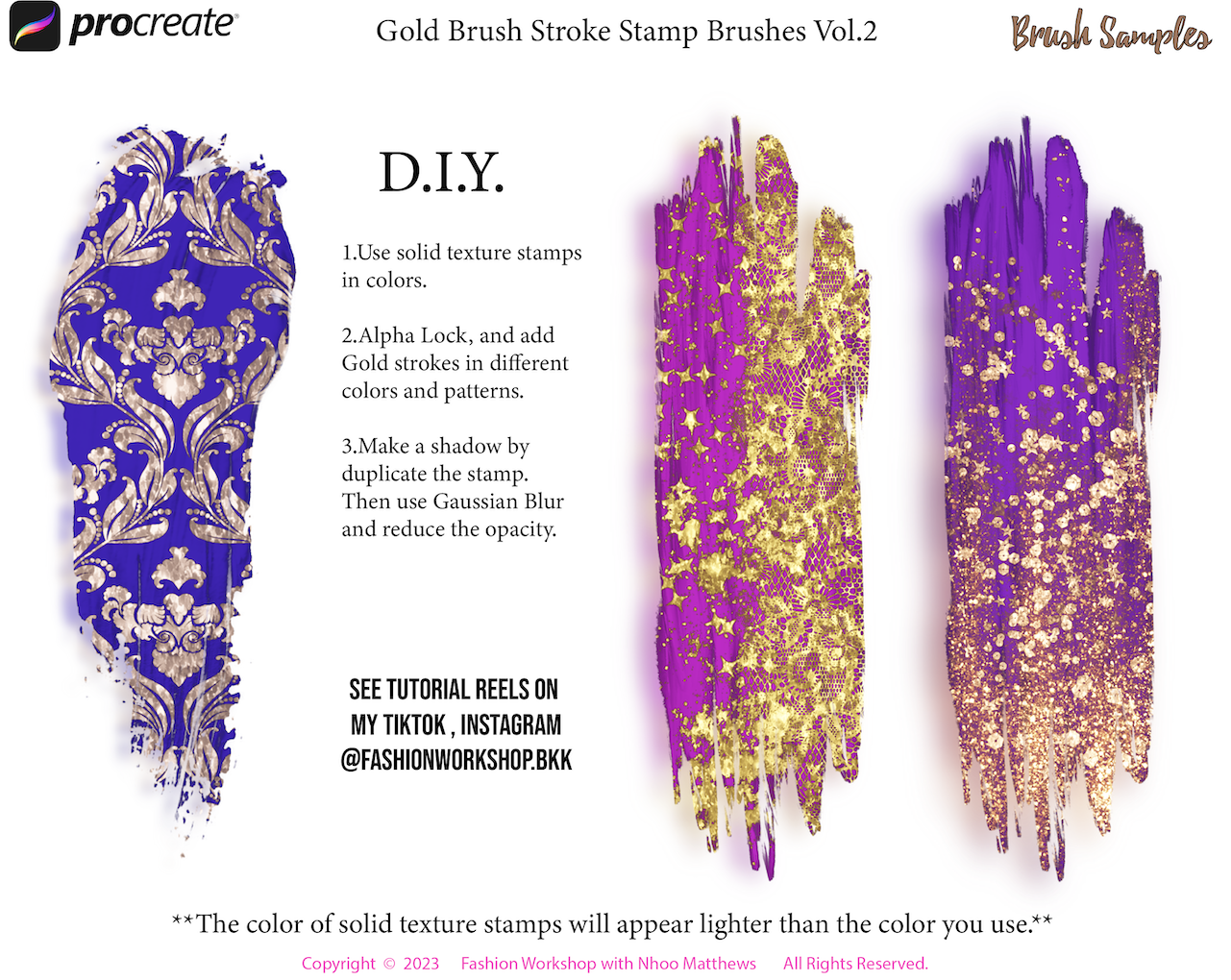 Gold Brush Stroke Procreate Brush Stamps VOL.2