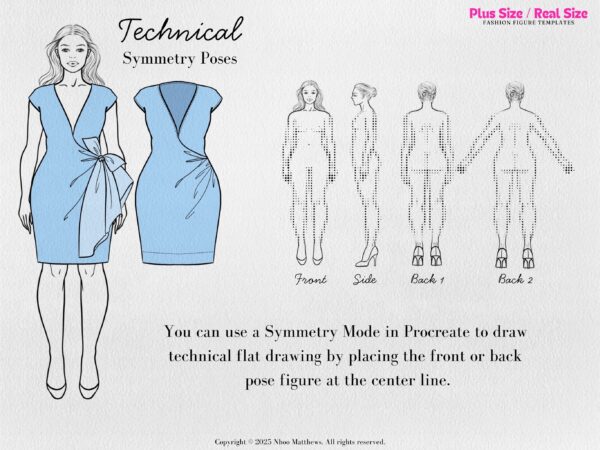 Plus Size / Real Size Fashion Figure Templates. 20 Poses. JPG, PDF, PNG, Procreate Stamp Brushes. 2nd Edition - Image 7